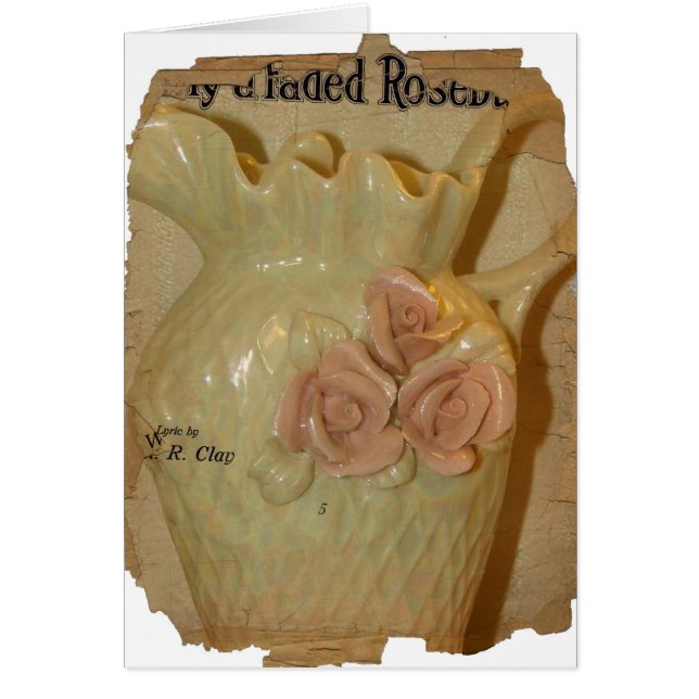 Cartão Rosa Vase com textura de papel rasgada (Frente)