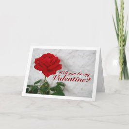 Cartão Rosa Vermelha contra Parede Branca