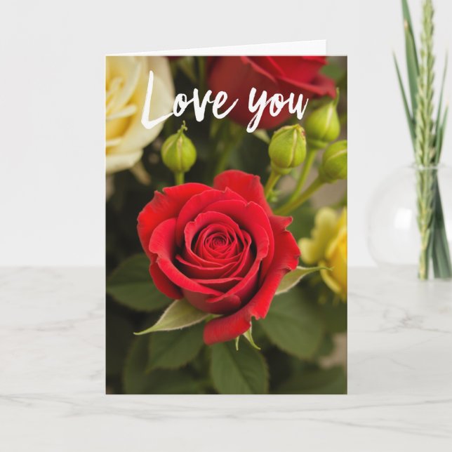 Cartão Rosa Vermelha de Amor (Frente)