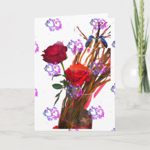 Cartão Rosa vermelha e Poem Card