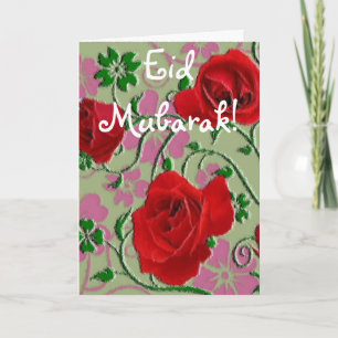 Cartão Rosa vermelha Eid Mubarak
