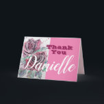 Cartão Rosa vermelha Flor Feliz Mulher Nome Obrigado<br><div class="desc">Rosa vermelha Flor Aquarela e Cartões de agradecimentos de Nome Feliz das Mulheres de Tinta. Um cartão muito bonito para quem você ama. Dê-o por qualquer razão. Talvez um obrigado, um Aniversário ou Só por causa! Projetado e pintado por mim a partir de uma das minhas pinturas originais de aquarela....</div>