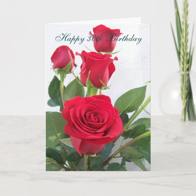 Cartão Rosa vermelha Floral Personalizado aniversário de  (Frente)