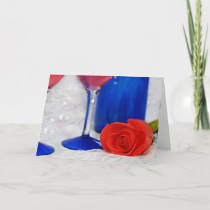 Cartão rosa vermelha no local com