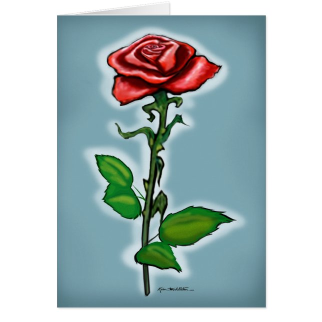 Cartão Rosa vermelha solteiro (Frente)