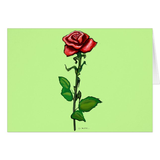 Cartão Rosa vermelha solteiro (Frente Horizontal)
