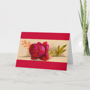 Cartão rosa vermelha vitoriana
