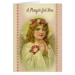 Cartão Rosário Praying do anjo bonito do vintage