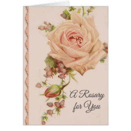 Cartão Rosário santamente com oração cor-de-rosa