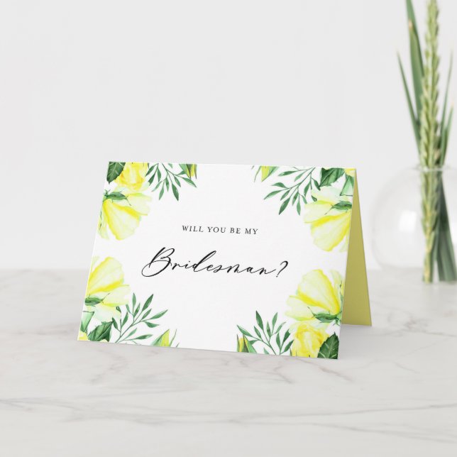 Cartão Rosas Amarelos De Aquarela Você Será Minha Porta-P (Frente)