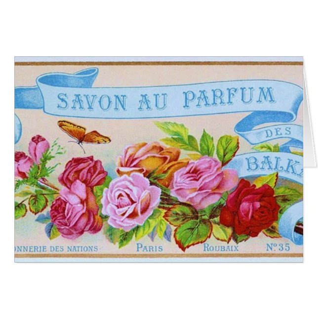 Cartão Rosas bonitos do vintage (Frente Horizontal)