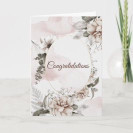 Cartão Rosas Brancas de Casamento Vintage Parabéns
