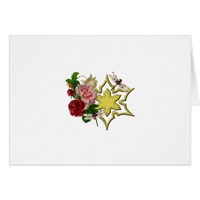 Cartão Rosas com libélula (Frente Horizontal)