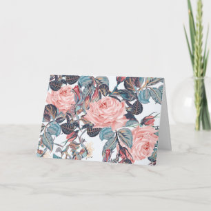 Cartão rosas cor de pêssego obrigado você