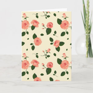 Cartão Rosas Cor-de-Rosa Bonitas Padrão Rosa Pastel