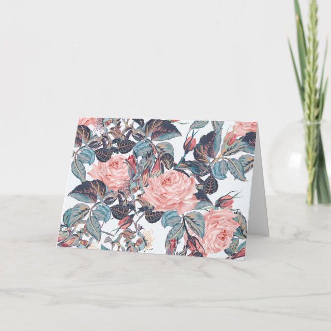 Cartão rosas cor-de-rosa de aniversário (Frente)