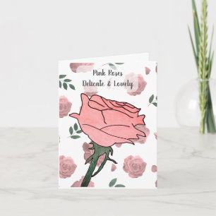 Cartão Rosas Cor-de-Rosa - Delicadas e Lindas