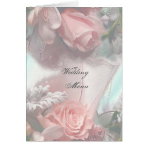 Cartão Rosas cor-de-rosa macios que Wedding o menu