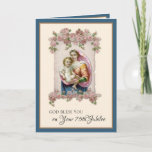 Cartão Rosas da Virgem Maria do Aniversário da Nun Jubile<br><div class="desc">Apresentando uma bela e tradicional carta de aniversário de jubileu da freira católica com a Bênçosa Virgem Maria e Criança Jesus.  As rosas cor-de-rosa acendem esta linda imagem. Todo texto e fontes podem ser modificados.</div>