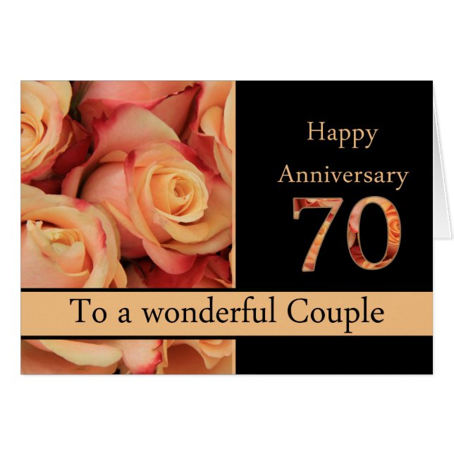 Cartão Rosas de 70 Feliz (Frente horizontal)