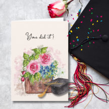 Rosas de Aguarela Rosa Formatura Parabéns