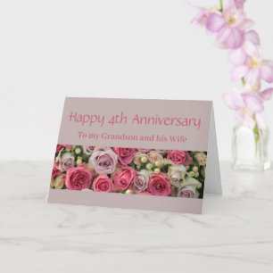 Cartão Rosas de aniversário de casamento totalmente perso