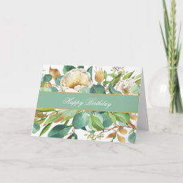 Cartão Rosas de aquarela Elegante e placa Eucalyptus