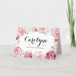 Cartão Rosas De Aquarela Rosa Você Será Minha Porta-Ponta