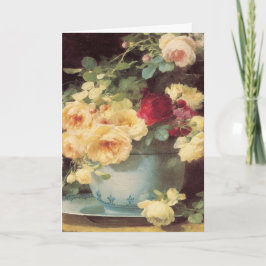 Cartão Rosas de dia de as mães na Porcelain Bowl