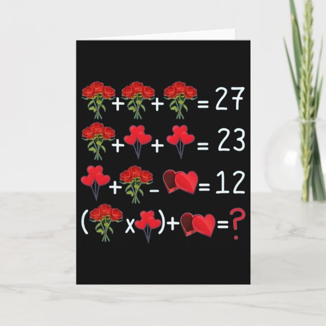 Cartão Rosas de Equação Matemática Chocolates Lloons Vale (Frente)