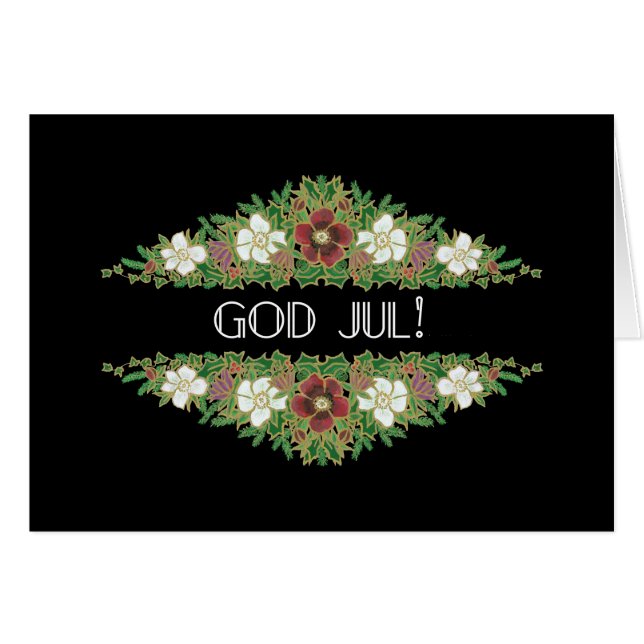 Cartão Rosas de Natal, Hellebores, língua norueguesa (Frente Horizontal)