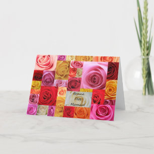 Cartão Rosas de patchwork de Dia de as mães francês