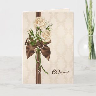 Cartão rosas do 60º aniversário em damask