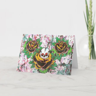 Cartão rosas do crânio