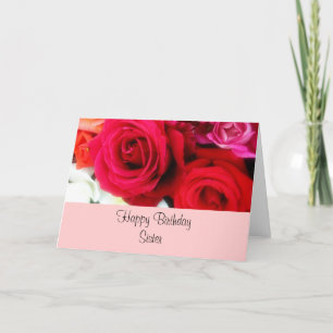 Cartão Rosas do cumprimento do aniversário da irmã