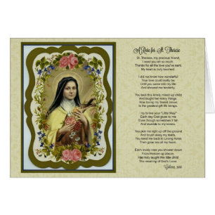 Cartão Rosas do St. Therese pouca oração do poema da fl
