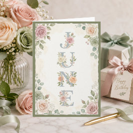 Cartão Rosas em Aquarela Tipografia de Junho Aniversário