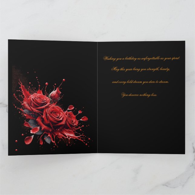 Cartão Rosas em Bloom - Aniversário Elegante (Interior)