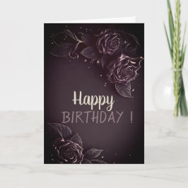 Cartão Rosas Góticas de Aniversário Elegantes e Chiques