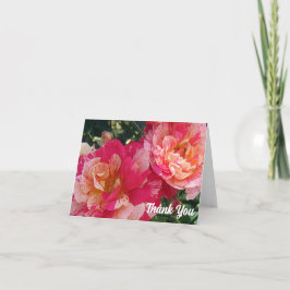 Cartão Rosas Listradas de Rosa e Branco 4" x 5.6" Obrigad