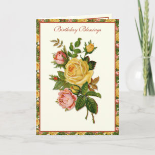 Cartão Rosas Marianas Vintage Religiosas Cruz 