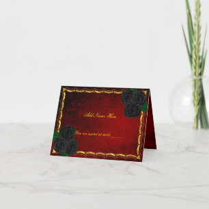 Cartão Rosas Pretos Góticos Local de Mesa de Casamento Ve