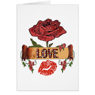 Cartão Rosas Rockabilly, amor & batom de RAB