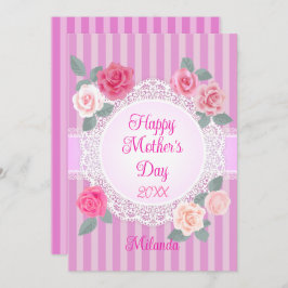 Cartão Rosas Rosa Feliz Dia das Mães