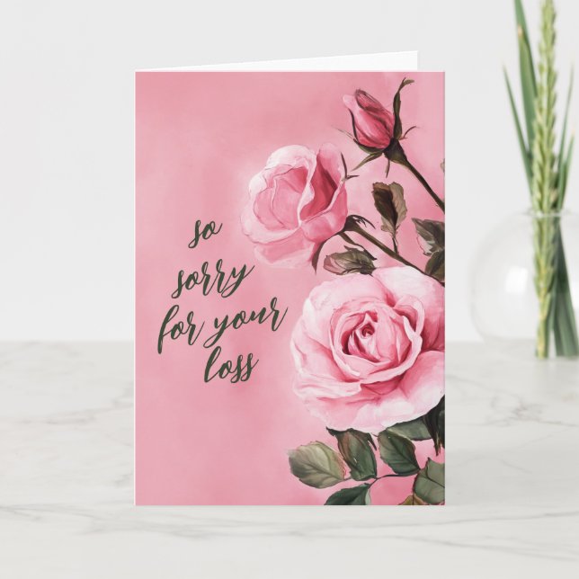 Cartão Rosas Rosa LAMENTAM POR PERDER CONdolências PERSON (Frente)