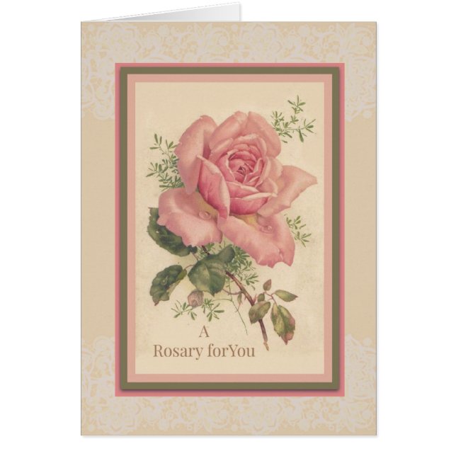 Cartão Rosas rosa-rosa católicas a rezar por ti (Frente)