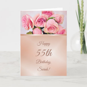 Cartão Rosas Rosa Rosa Dourado Aniversário