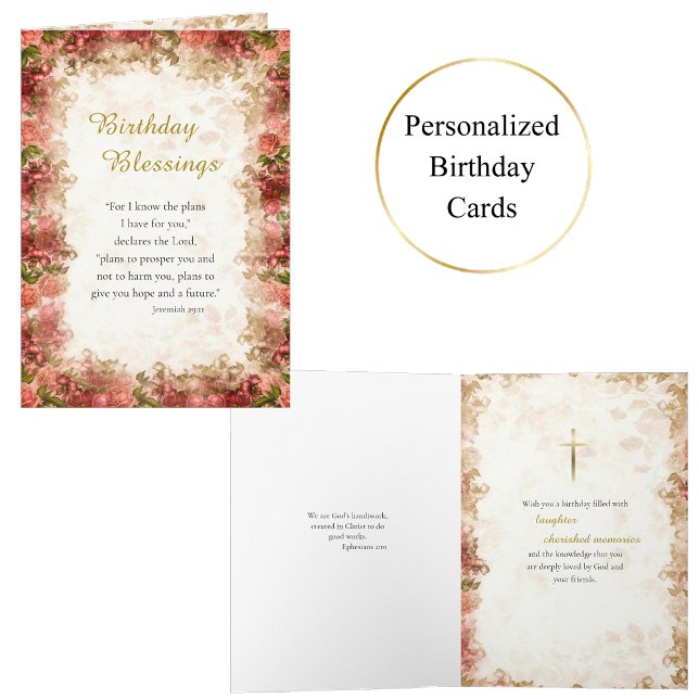 Cartão Rosas Rosa Vermelhas Frame Ortodoxo - Aniversário  (Criador carregado)