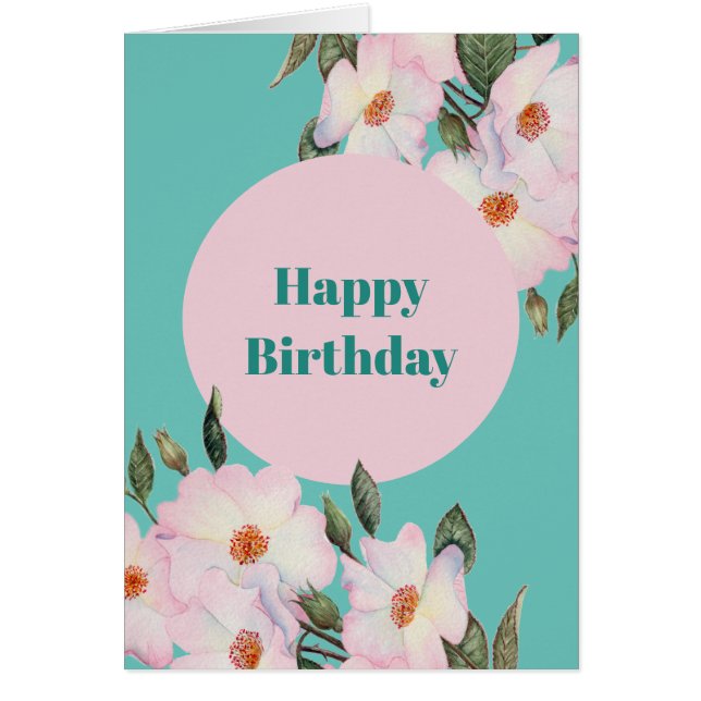 Cartão Rosas Rosa-Vidro Ballerina Botânica Aniversário (Frente)