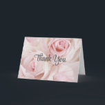 Cartão Rosas Rosa Vintage e renda Elegante - Obrigado<br><div class="desc">Cartões de agradecimentos com fotografia de um buquê de rosas cor-de-rosa colocadas num local coberto por rendas. Vintage elegance.</div>